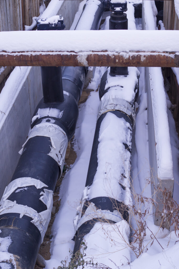 frozen hot water pipe