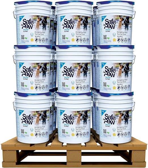 Safe Paw, Child Plant Dog Paw & Pet Safe Ice Melt -35lb, 100% Salt/Chloride Free -Non-Toxic, Vet Approved, No Concrete Damage, Fast Acting Formula, Last 3X Longer- 36 Pails