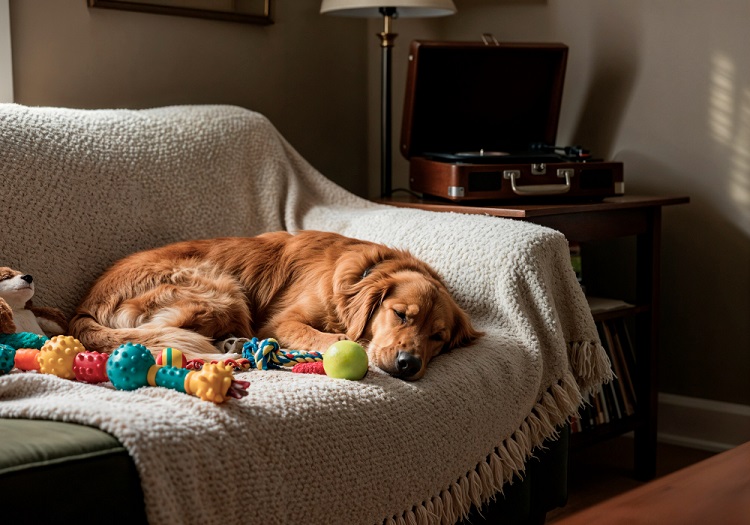 Sleeping dog and cat dreaming